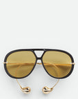 Black Tear-Drop Aviator Sunglasses